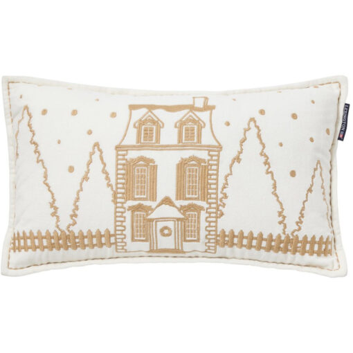 Pyntepute 30x50 winter house organic cotton velvet white & beige fra Lexington