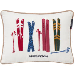 Pyntepute skis and poles organic cotton velvet 40x30 white multi fra Lexington