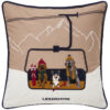 Pynteputetrekk 50x50 dog lift organicc cotton twill patch beige & white multi fra Lexington