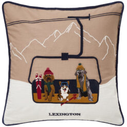 Pynteputetrekk 50x50 dog lift organicc cotton twill patch beige & white multi fra Lexington
