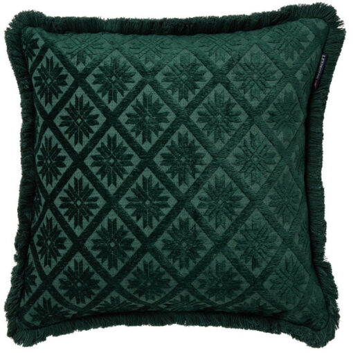 Pynteputetrekk 50x50 jacquard viscose + cotton velvet green fra lexington