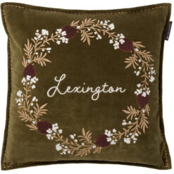 Pynteputetrekk 50x50 wreath organic cotton velvet olive, brown & white fra Lexington