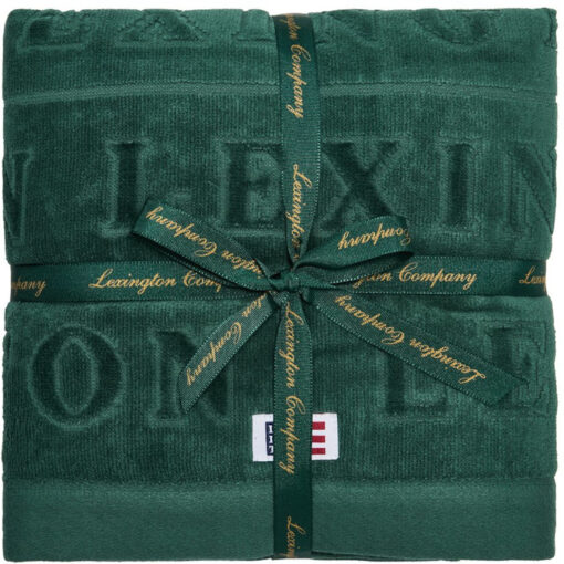 Velour logo towel 50x70 + 70x130 set of 2+2 juniper green fra lexington