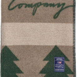 pledd tree jacquard recycled wool beige & green fra Lexington