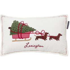 pyntepute 50x30 dog sleigh organic cotton velvet white multi fra Lexington