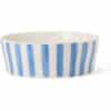 Hundeskål striped stoneware blue & white fra lexington