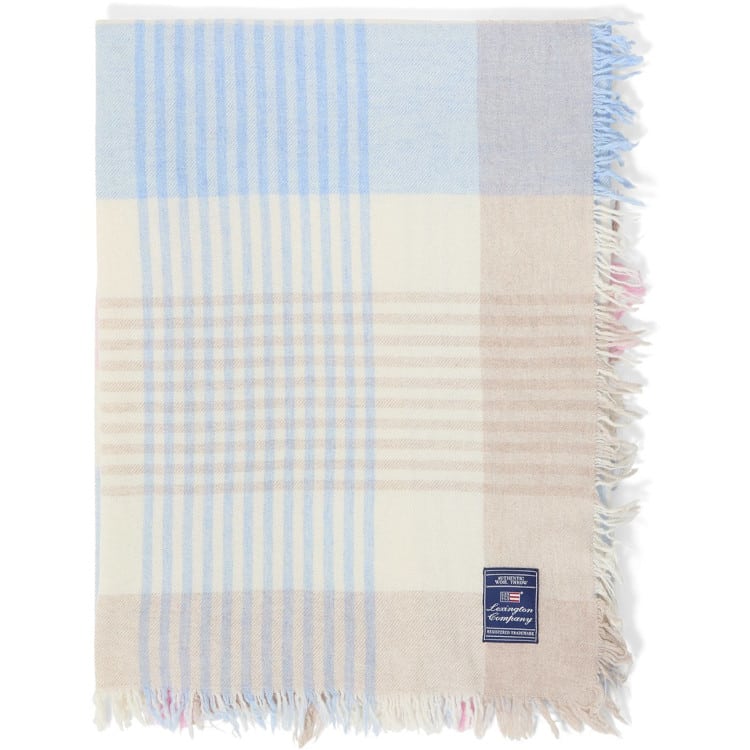Pledd multi checked recycled wool mix fra lexington