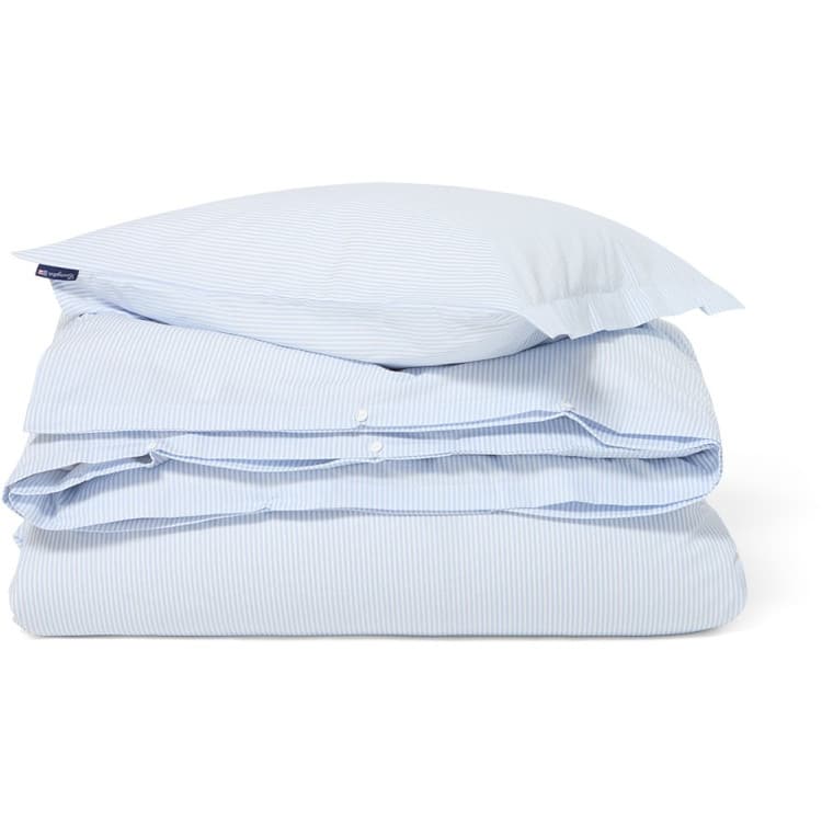 Sengesett blue & white striped cotton sateen fra lexington