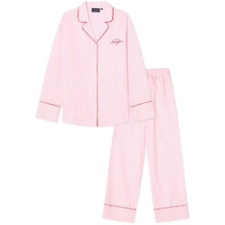 Pyjamas set organic cotton pinstripe pink & white fra lexington2