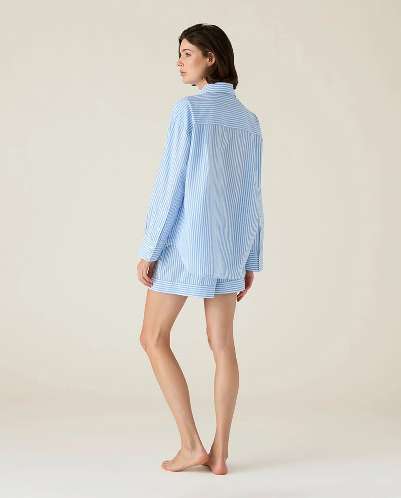 Pysjamas Organic Cotton Poplin - Blue/white stripe fra Lexington - Bilde 3