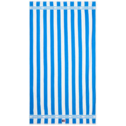 Badehåndkle 100x180 striped cotton terry blue & white fra lexington
