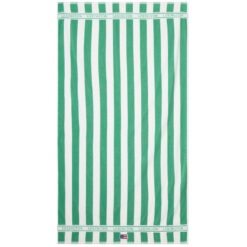 Badehåndkle 100x180 striped cotton terry green & white fra lexington