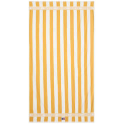 Badehåndkle 100x180 striped cotton terry yellow & white fra lexington