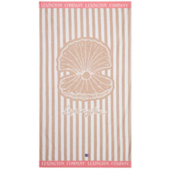 Badehåndkle 100x180 summer cotton velour beige, white & pink fra lexington