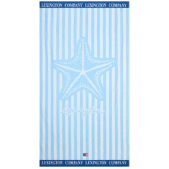 Badehåndkle 100x180 summer cotton velour blue & white fra lexington