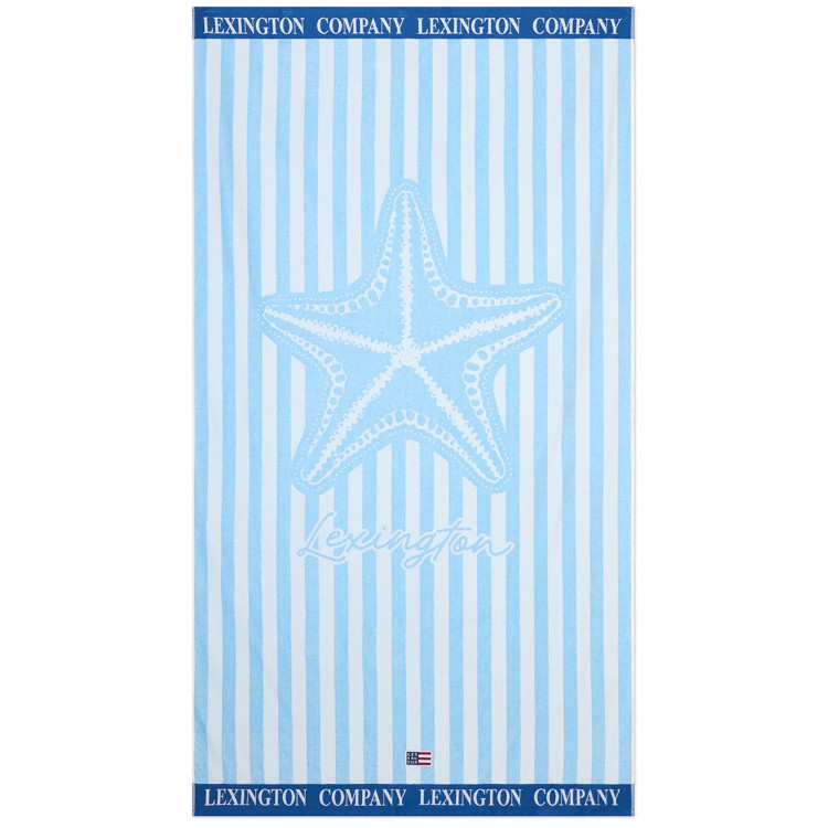 Badehåndkle 100x180 summer cotton velour blue & white fra lexington