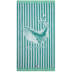 Badehåndkle 100x180 summer cotton velour green & white fra Lexington