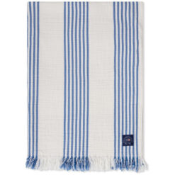 Pledd 130x170 striped, checked white & blue fra lexington