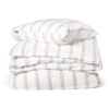 Sengesett dobby striped washed cotton percale white, blue & beige lexington