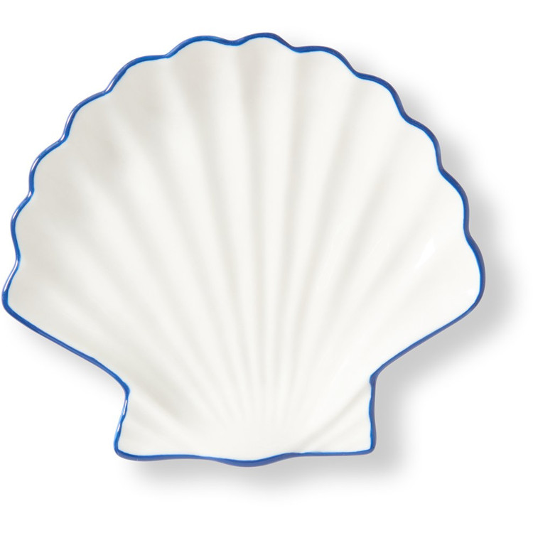 Skål, shell stoneware white & blue fra lexington