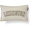 Pyntepute 30x50 text logo organic cotton velvet light beige & olive fra lexington