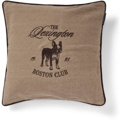 Pynteputetrekk 50x50 boston club organic cotton tweed beige & brown fra lexington