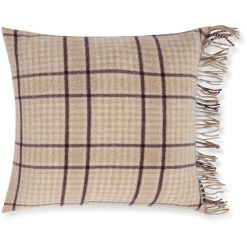 Pynteputetrekk 50x50 checked recycled wool beige & fig fra lexington1