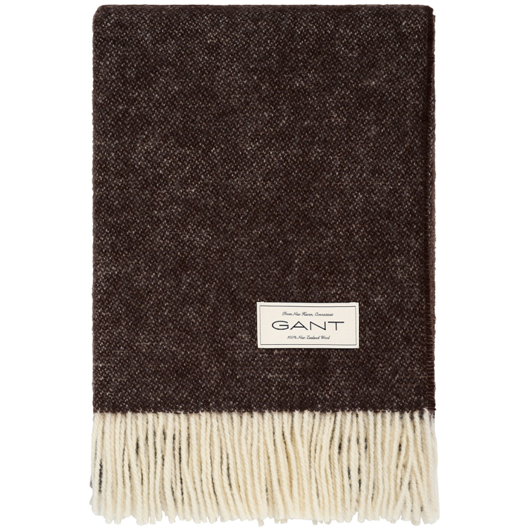 Pledd 130x200 Wool Throw Deep Brown fra Gant
