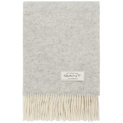 Pledd 130x200 Wool Throw Light Grey fra Gant