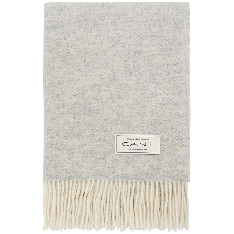 Pledd 130x200 Wool Throw Light Grey fra Gant