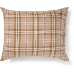 Putetrekk 50x70 checked cotton flannel fudge, beige & fig fra lexington