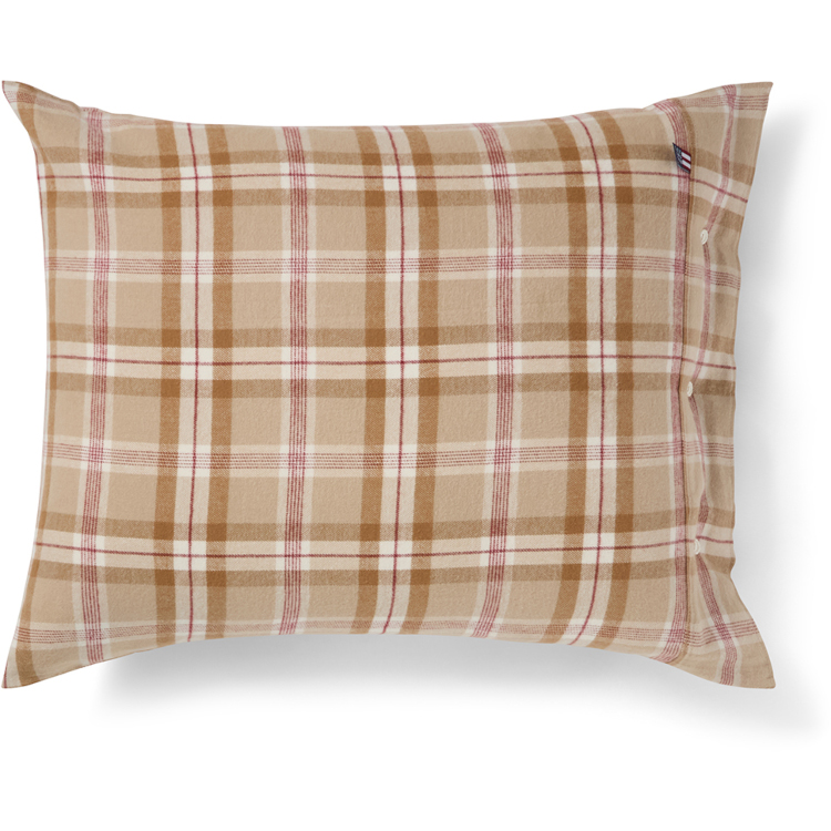 Putetrekk 50x70 checked cotton flannel fudge, beige & fig fra lexington