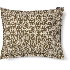 Putetrekk 50x70 ornament cotton sateen olive & white fra lexington