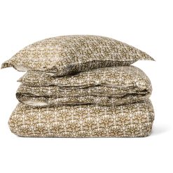 Sengesett ornament cotton sateen olive & white fra lexington