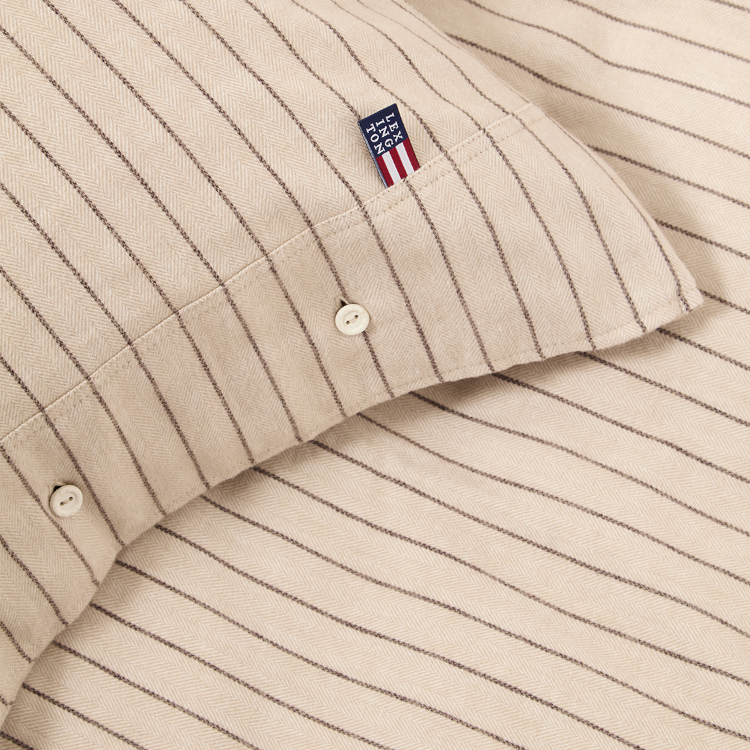 Sengesett Pin Striped Cotton Flannel Beige/Brown fra Lexington - Bilde 3