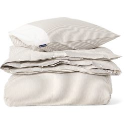 Sengesett striped cotton percale olive & white fra lexington