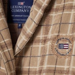 Alternative view of Badekåpe Checked Cotton Velour Unisex - Beige/Grå/Lt Beige fra Lexington