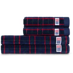 Håndkle gavepakning 2pk + 2pk 50x70 & 70x130 navy, green, wine fra Lexington