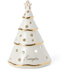 Lykt christmas tree stoneware white, gold fra lexington1