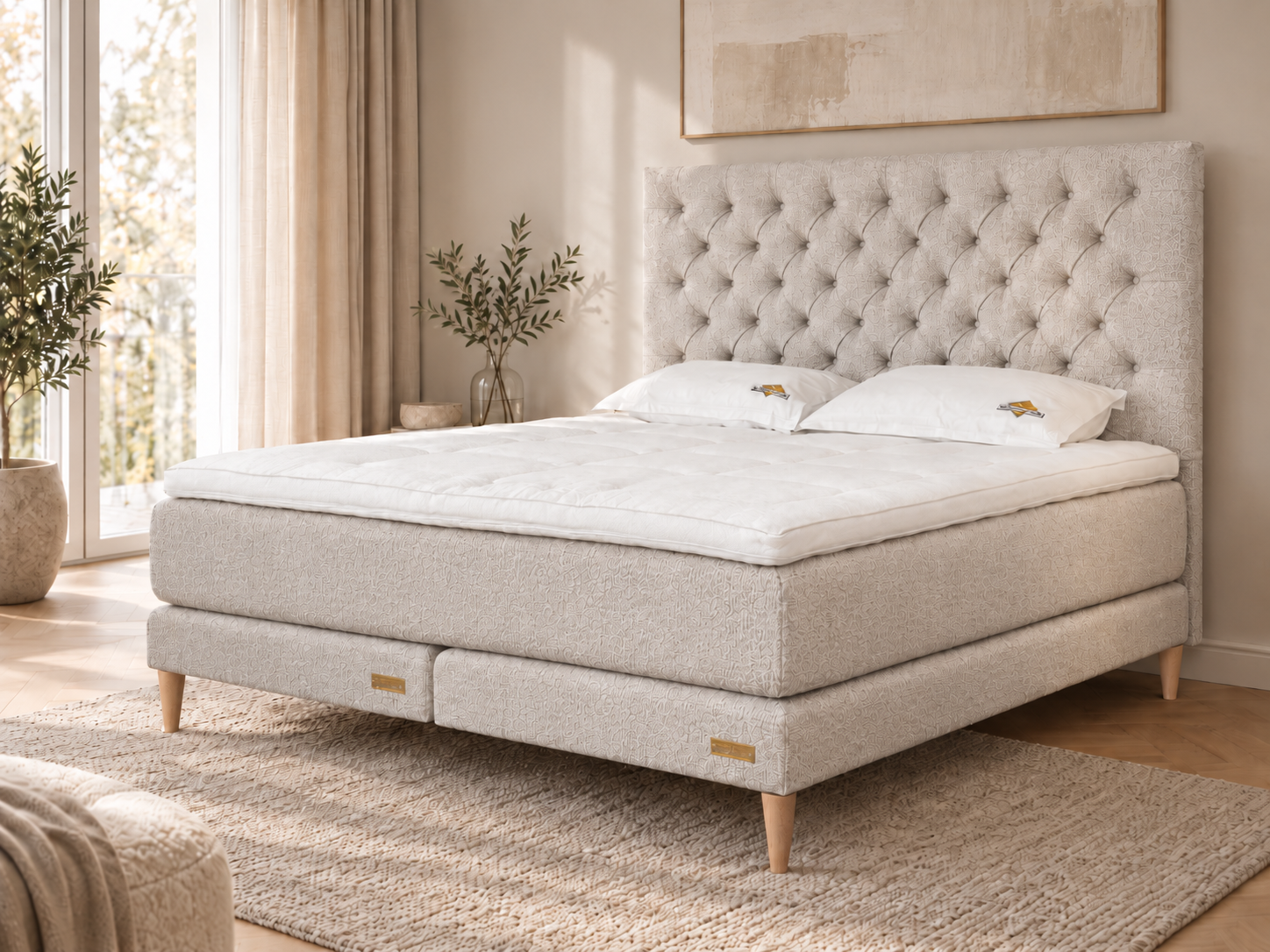 Sengemakeriet's Twinpocket Kontinentalseng 180x210 Lory Beige