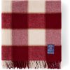 Pledd 130x170 checked recycled wool red, lt beige, beige fra lexington