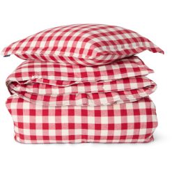 Sengesett Checked cotton flannel red & lt beige fra Lexington