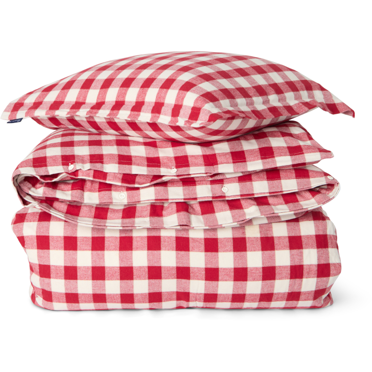 Sengesett Checked cotton flannel red & lt beige fra Lexington