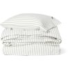Sengesett Stripe Cotton Flannel white, green, beige fra lexington