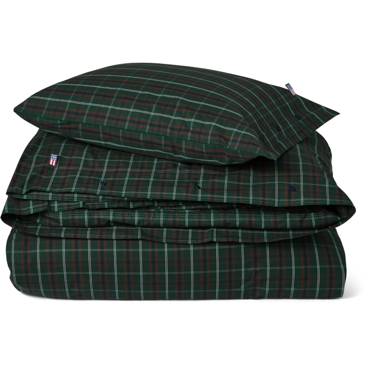 Sengesett checked cotton percale green, navy, white, red fra lexington