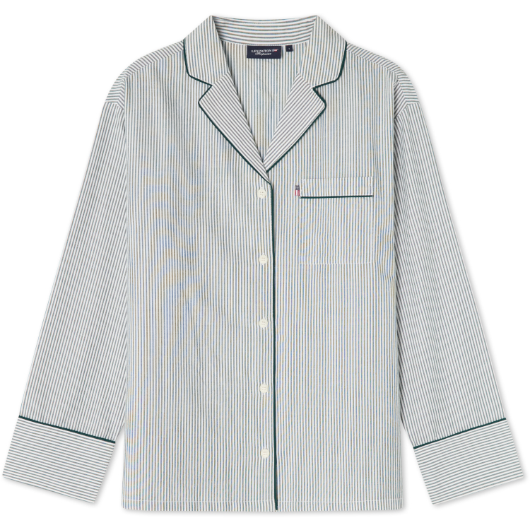 Pysjamas Cotton Pinstripe Green/White fra Lexington - Bilde 2